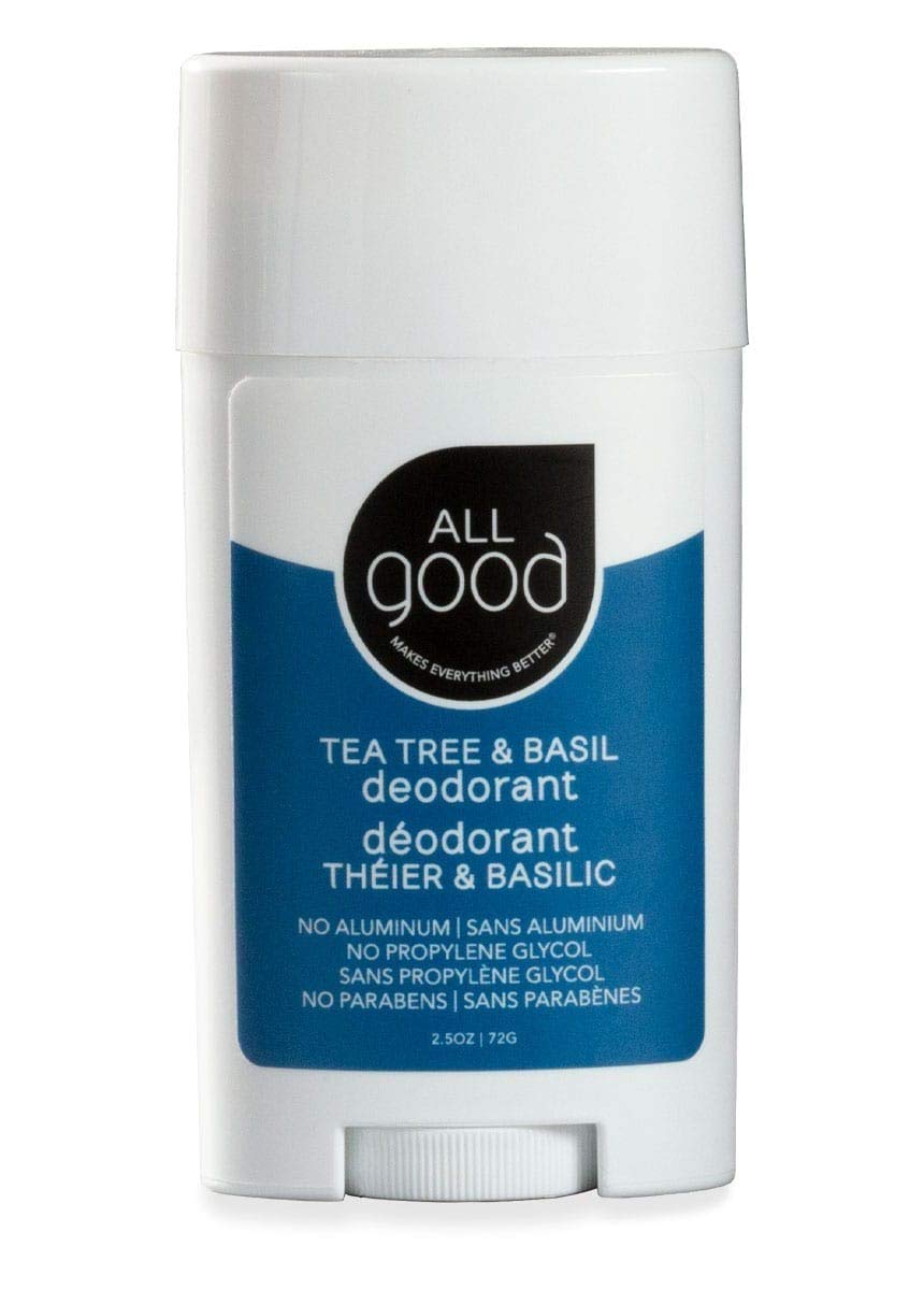 All Good Aluminum Free Deodorant Stick - Natural Deodorant w/Shea Butter & Aloe Vera, Bio-Active Formula, Vegan, Underarm Odor Protection for Men & Women (Tea Tree & Basil)