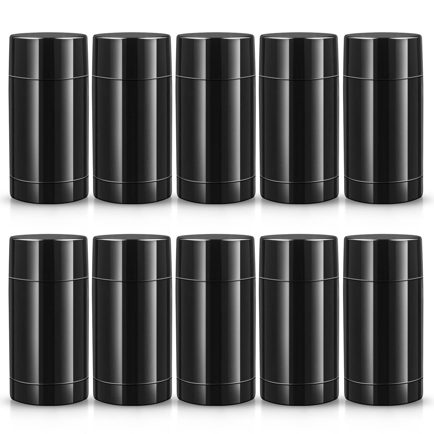 10 Pack 1 Oz /30ml Plastic Deodorant Containers,Empty Round Deodorant Tube Bottles Bottom Refilling & Twist Up Stick for Deodorant,Lip balm,Lipstick,Homemade Solid Perfume,DIY Butter Stick,Black