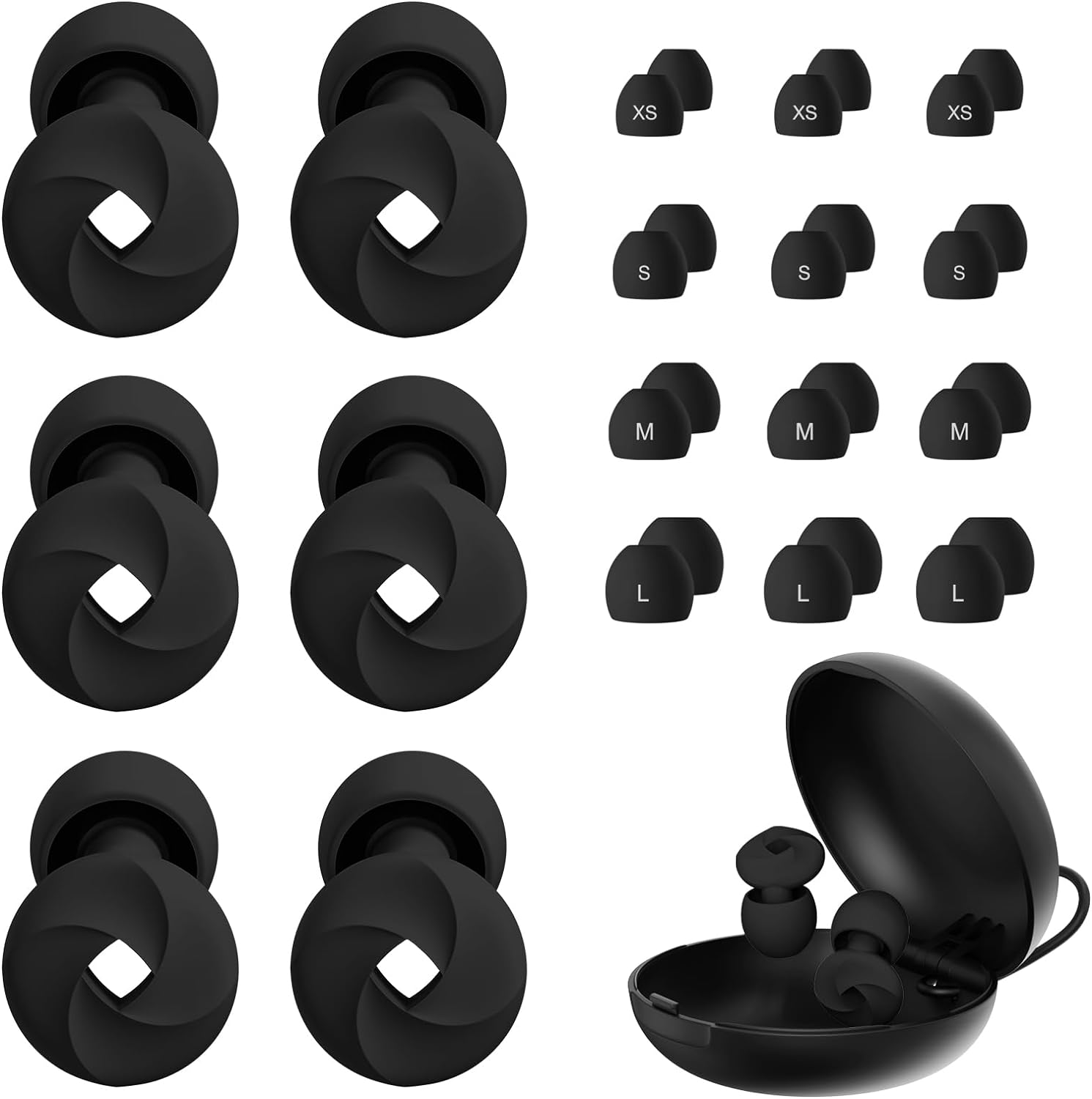 3 Pairs Ear Plugs for Sleeping, Reusable Ear Plugs for Noise Cancelling, Soft Silicone Hearing Protection Earplugs for Sleep, Work, Noise Sensitivity, Study, Snoring, Concert, Swimming 24dB-33dB