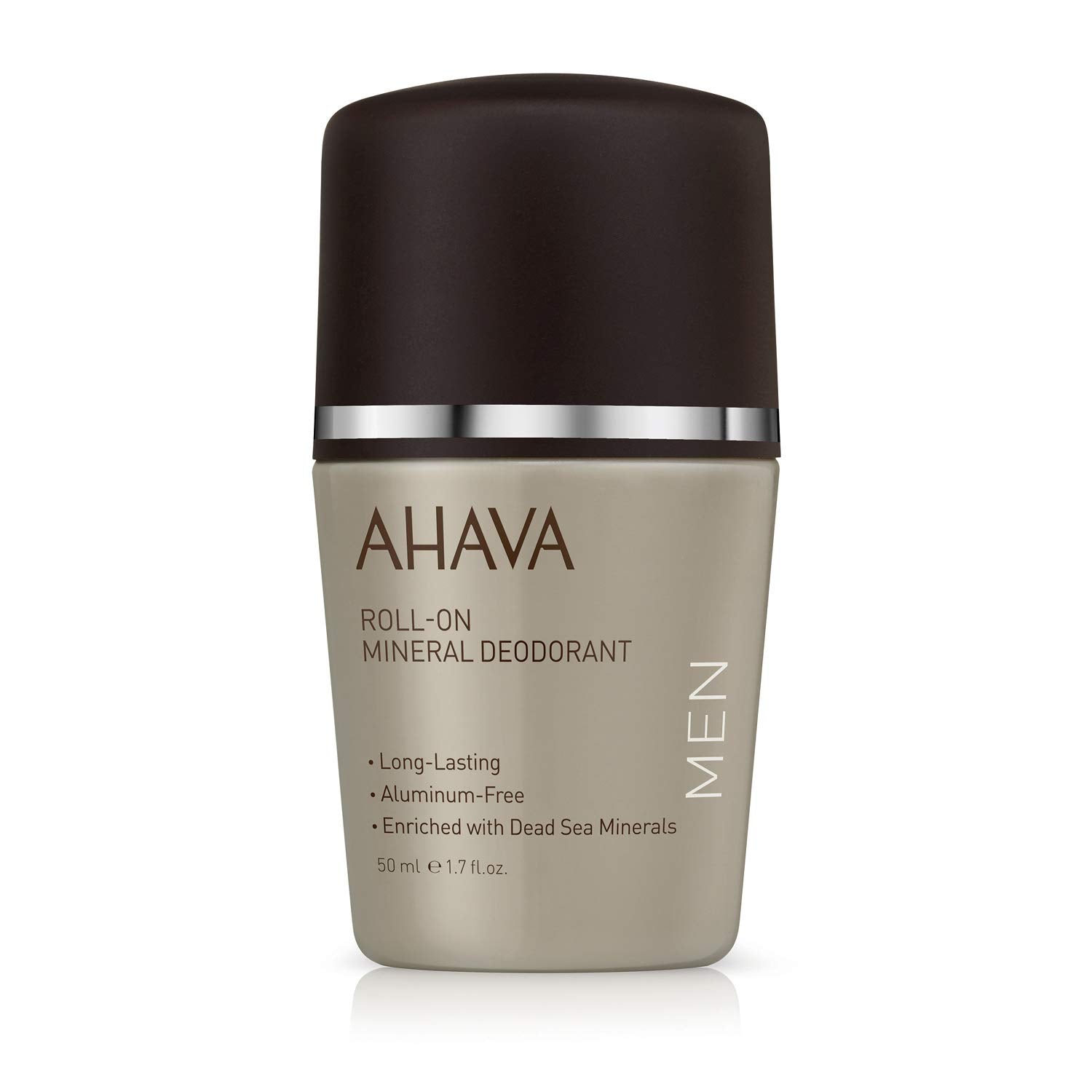 AHAVA Men's Magnesium Rich Roll-On Mineral Deodorant - Reduces Sweat & Odors, Maintains Underarms Dry, Suitable for Sensitive Skin, with Exclusive Osmoter, Bergamot Fruit & Olive Plant, 1.7 Fl Oz