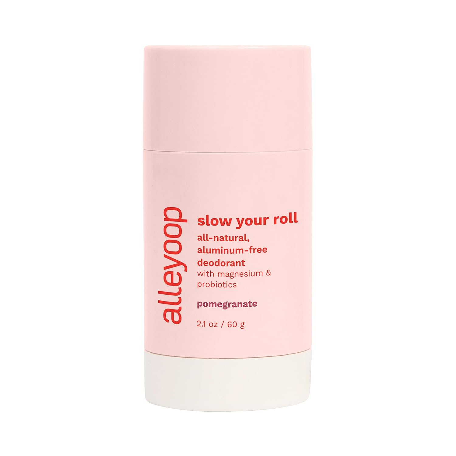 Alleyoop Slow Your Roll All-Natural Deodorant for Women & Men in Pomegranate - Formulated with Magnesium Hydroxide, Probiotics & Coconut Oil – Aluminum-Free, Baking Soda-Free, Cruelty-Free, Vegan