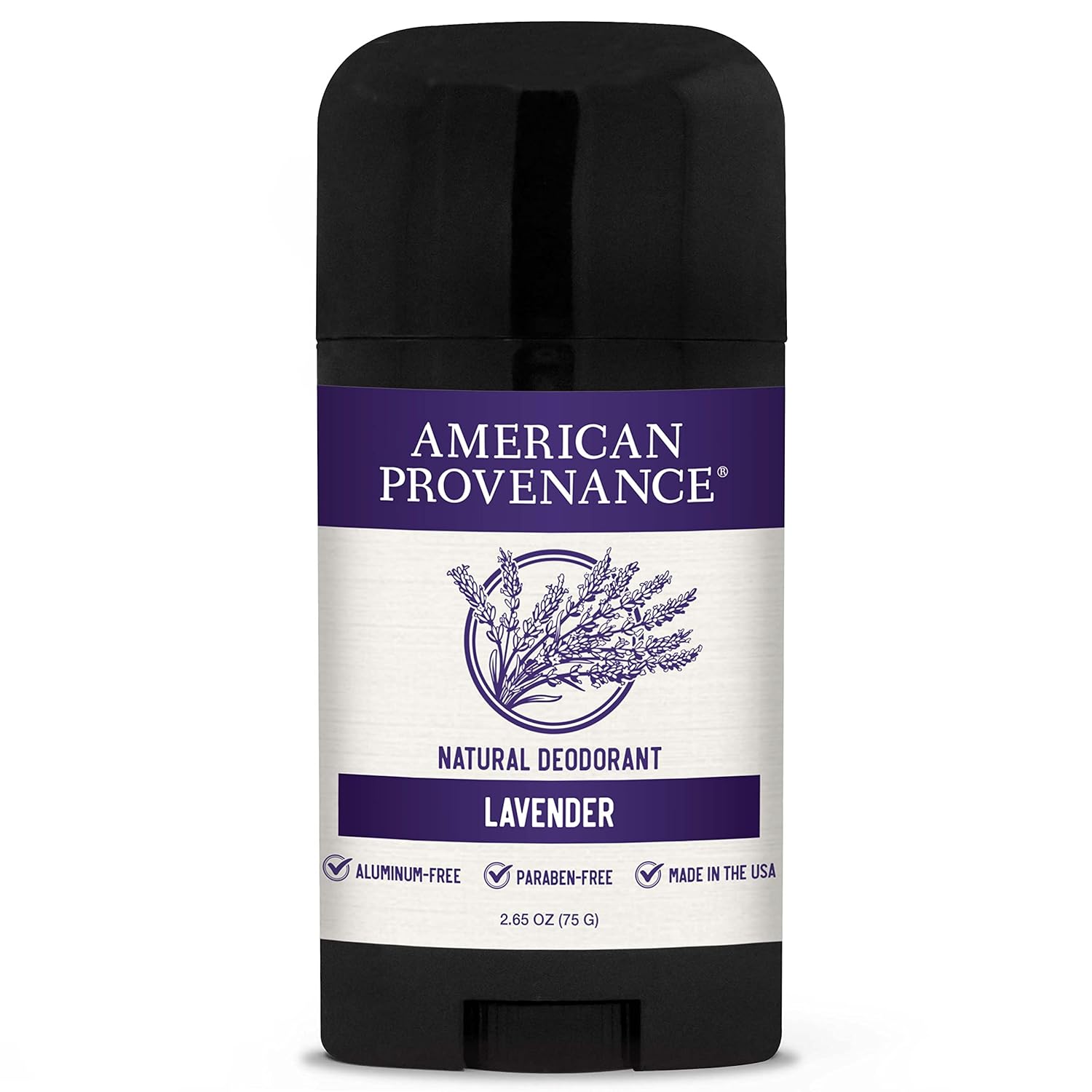 American Provenance All Natural Deodorant for Men and Women - Aluminum Free Deodorant that Lasts All Day - Made in the USA with Essential Oils & Cruelty Free - Lavender (1 Pack)