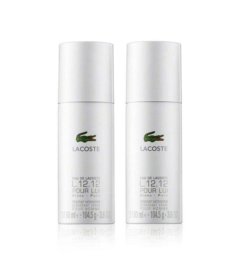 2xPack Lacoste Eau de Lacoste L.12.12. Blanc Deodorant Spray - 300 ml