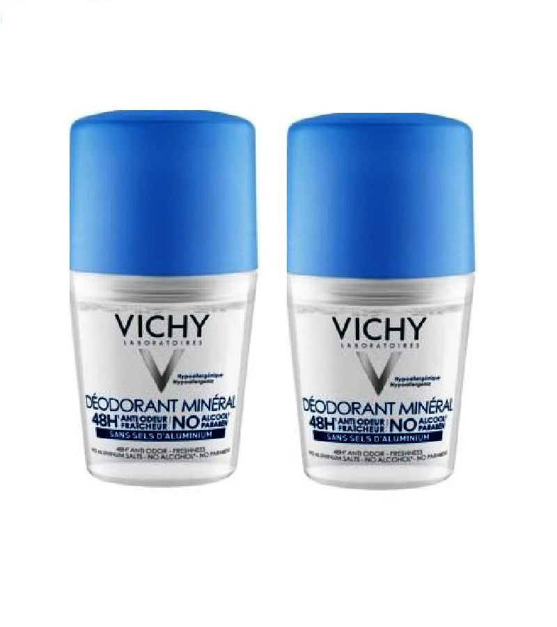 2xPack VICHY Mineral 48H Deodorant Roll On - 100 ml